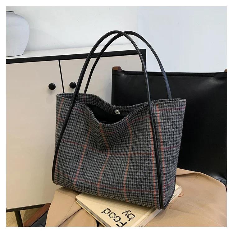 Высококачественная вместительная женская дорожная сумка-тоут, новая универсальная и элегантная сумка через плечо в клетку