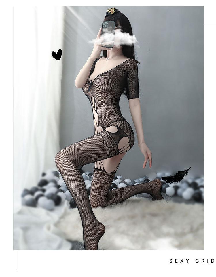 New sexy underwear uniform temptation backless open gear free perspective stockings mesh socks sexy one-piece mesh