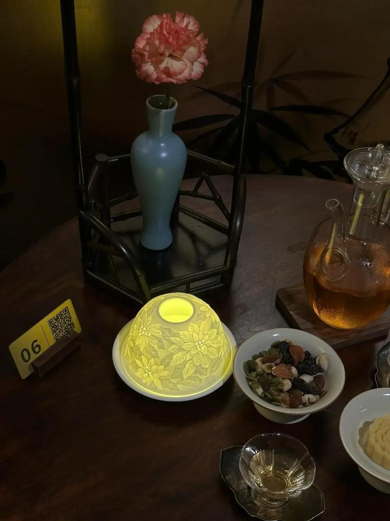 Nordic Light Tea Light Подсвечник Абажур с подносом из костяного фарфора Рождественский праздничный подарок Фарфоровый Tealight купол