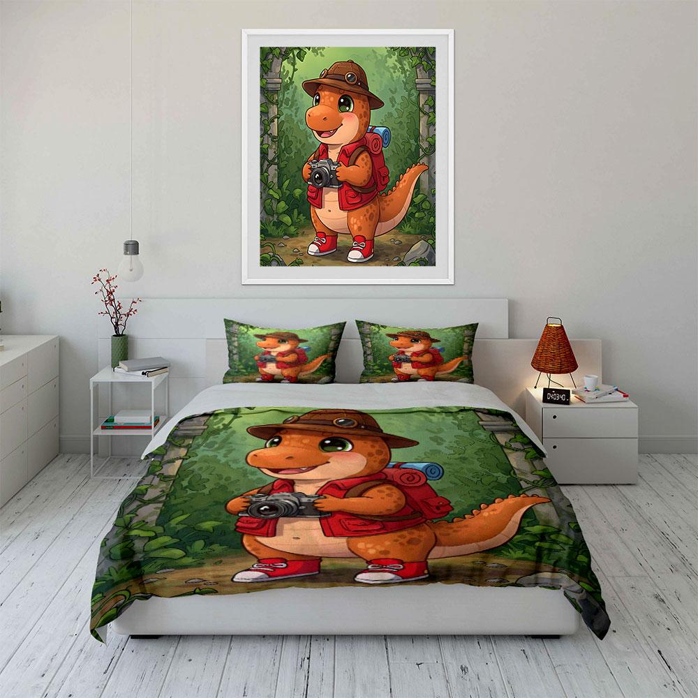 Cartoon dinosaur with accessories. Bedding sets Duvet cover sets Duvet covers Pillowcases(1 * Duvet Cover 2 * Pillowcases without duvet insert)