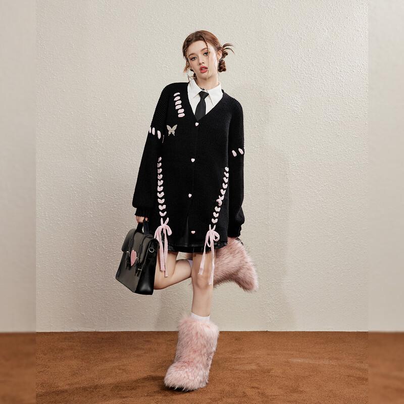 unifree Celebrity Style Tie-Front Knit Cardigan