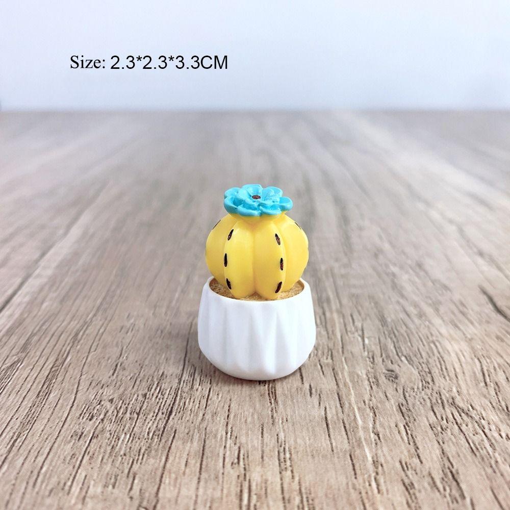 Mini Cute Succulent Plant Pots Resin Dollhouse Miniature Succulent Potted Cactus Car Ornament