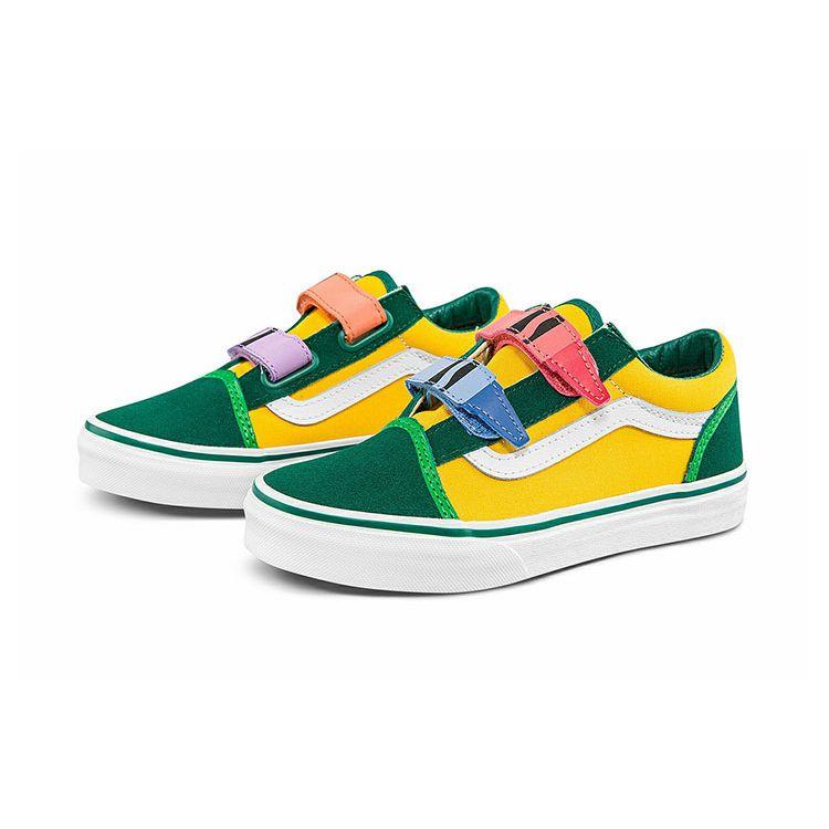 Vans Crayola X Old Skool Casual Low Top Kids Sneakers Kids Sneakers Green Yellow VN0A5EDZARR