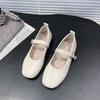 Spring and Summer 2025 New Flat-soled Single Shoes One-word Buckle Shallow Mouth Mary Jane Shoes Fashion with Skirt Women's Shoes