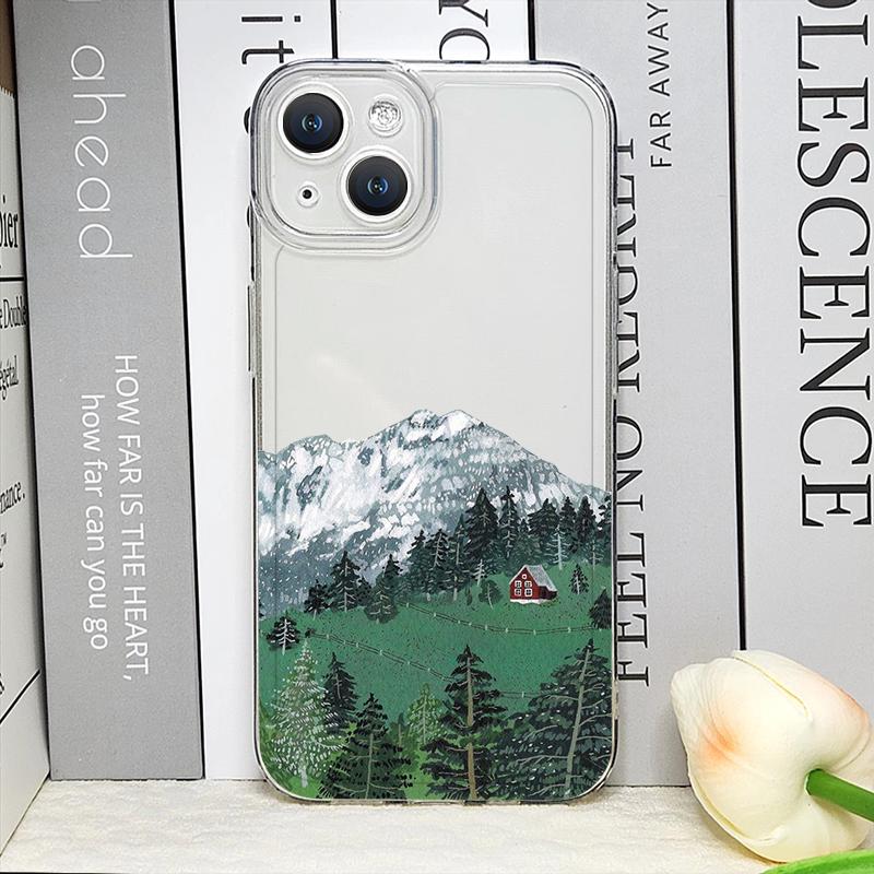 Чехол для телефона 'Картина Дом Горный Пейзаж' для IPhone 17 16 15 14 11 12 13 Pro Max 7 8 Plus 12 13 Mini X XS Max XR Мягкий чехол