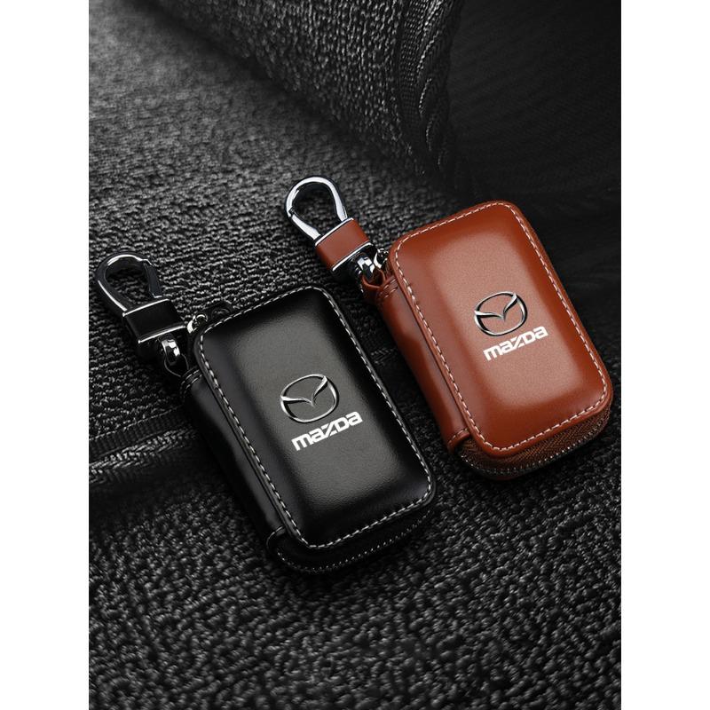 1Pcs Leather Emblem Car Key Case Keychain Zipper Key Case Bag For Mazda CX5 2 CX3 CX9 MX5 RX8 Axela Demio MS CX5 2 Axela Demio Atenza MS GJI GH BK MP