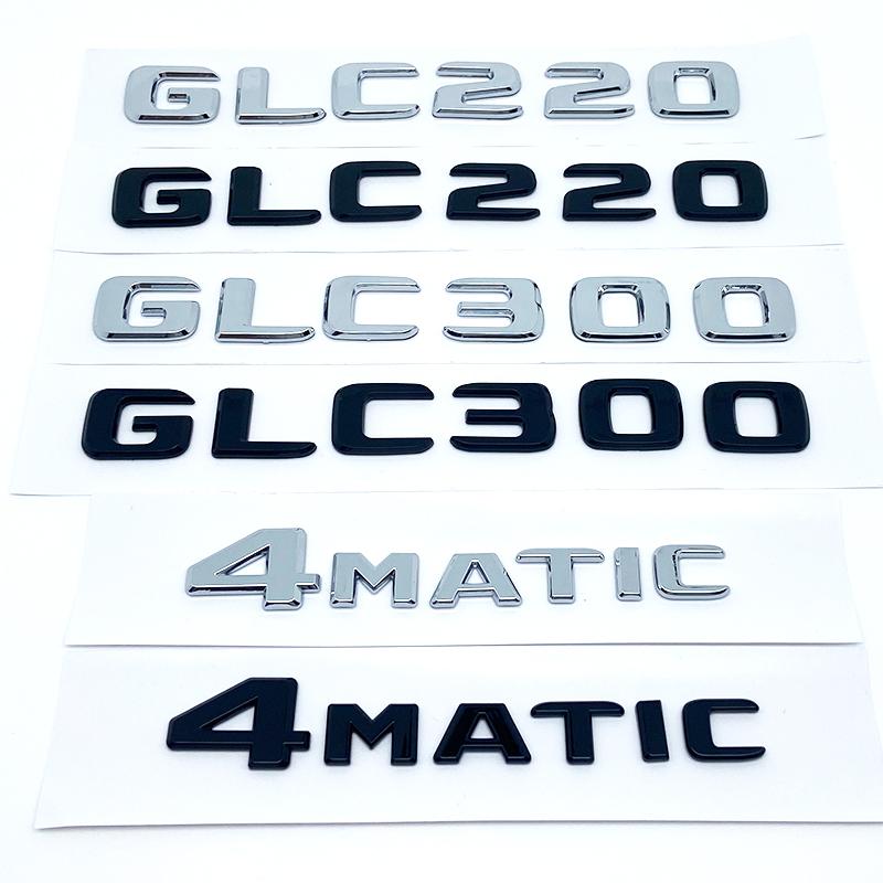 HUUML1 3D ABS Chrome Black Letters GLC260 GLC300 GLC350 GLC220d GLC350e 4Matic Emblem for Benz GLC X253 Car Trunk Logo Sticker