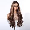 ALAN EATON Synthetic Front Lace Wig Red Brown Long Highlight Wave Middle Part Hair Synthetic Wigs Daily Party for Women