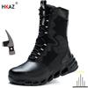 Fashion Safety Boots Spring and Autumn Annals Men Steel Toe Shoes High Top Work Boots Male Anti-smash Shoes Slip-resistant Shoes
