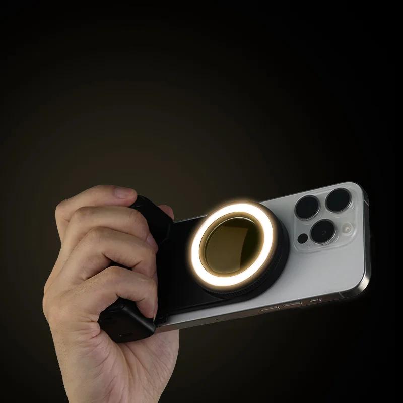 Магнитный держатель-рукоятка для смартфона со съемным Bluetooth-пультом 30 м и заполняющим светом, стабилизатором, ручкой для селфи, фотокронштейном