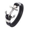 Fashion Cross Stainless Steel Anchor Men Bracelet Charm Bracelet Multilayer Layer Leather Wrap Bangles Gifts BB781