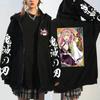 Japan Anime Demon Slayer Kanroji Miritsu Printed Men Women Zip Up Hoodies Harajuku Oversized Sweatshirts Male Zipper Jacket