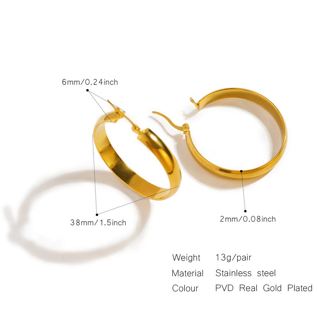 UHBINYCA Классические круглые женские серьги из нержавеющей стали, гладкие увеличенные украшения из нержавеющей стали