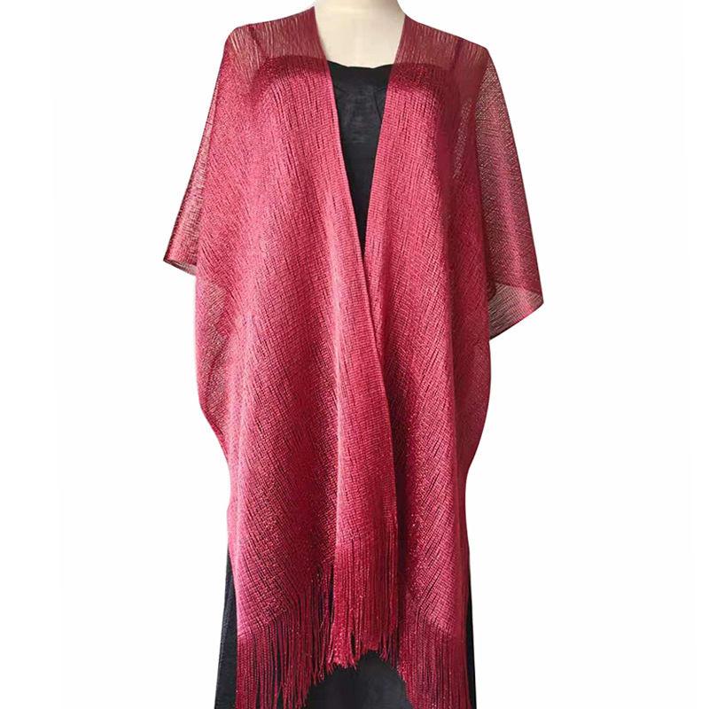 Bright Silk Shawl Fashion Gold and Shawl Flash Silver Silk Split Women Cheongsam Shawl