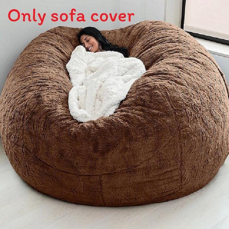 Solid Color Large Soft Plush Portable Living Room Lazy Sofa Cover Bean Cover Bag