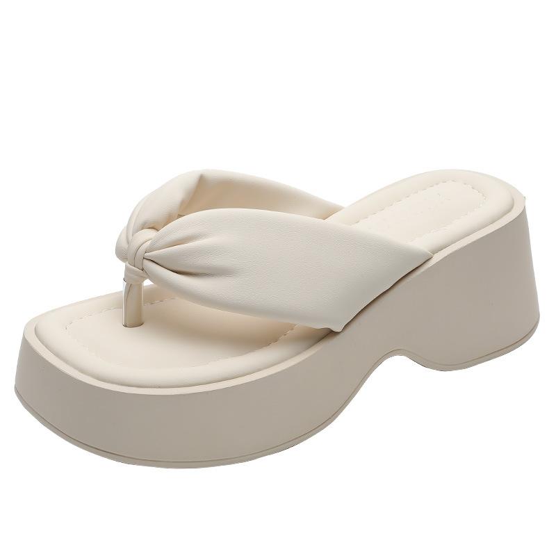 Толстоподошвенные шлепанцы для женской летней уличной обуви 2025 весна и лето новая мода японские шлепанцы с ощущением ходьбы по дерьму сандалии на платформе