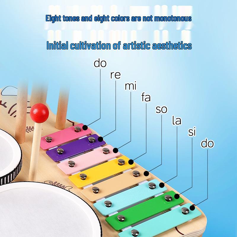 Kids' Multifunctional Wooden Drum Set: Early Education Music Toy for Girls & Boys
