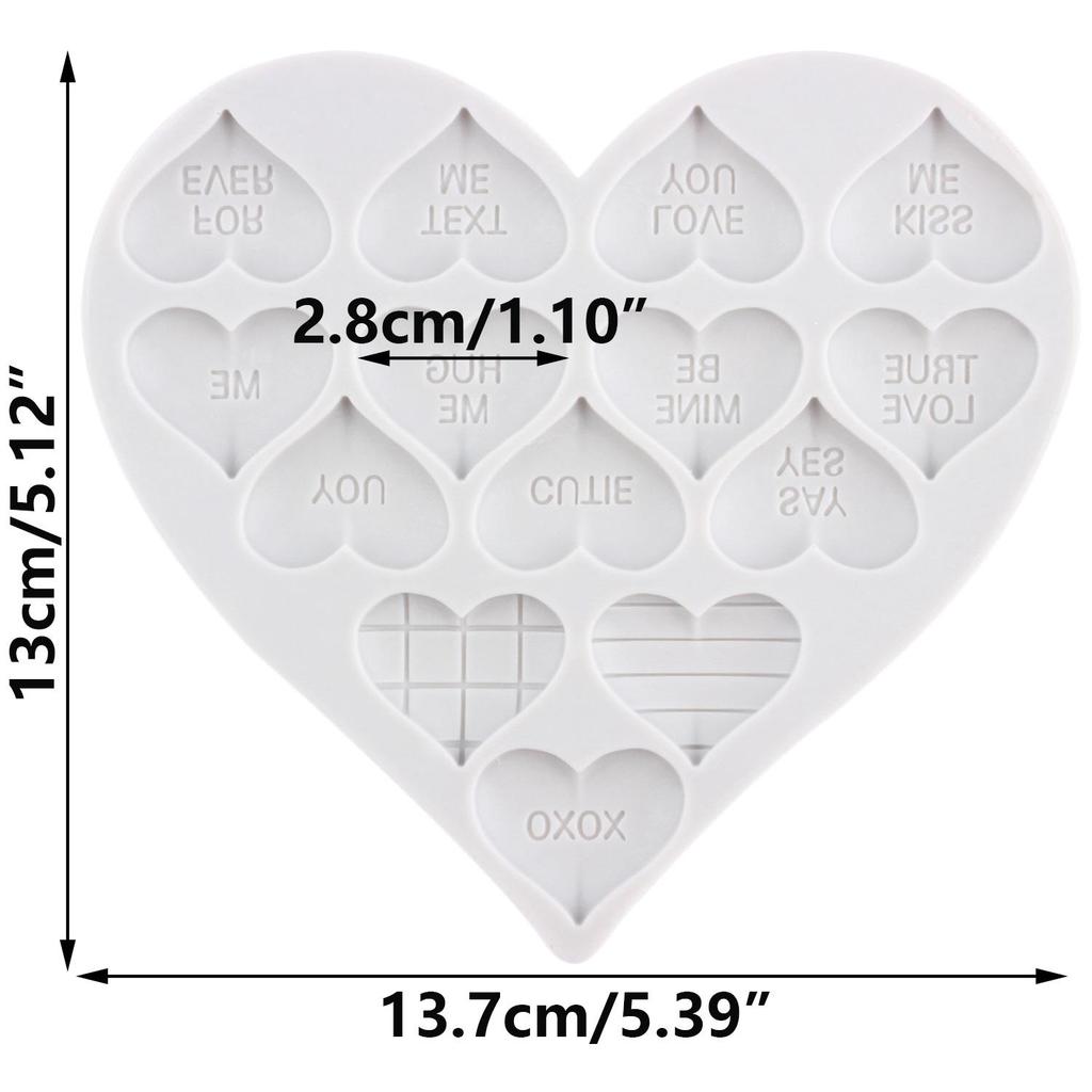 Heart Silicone Molds Love You XOXO Letter Kiss Rose Fondant Mold Cake Decorating Tools Cupcake Topper Candy Resin Clay Chocolate Gumpaste Mold