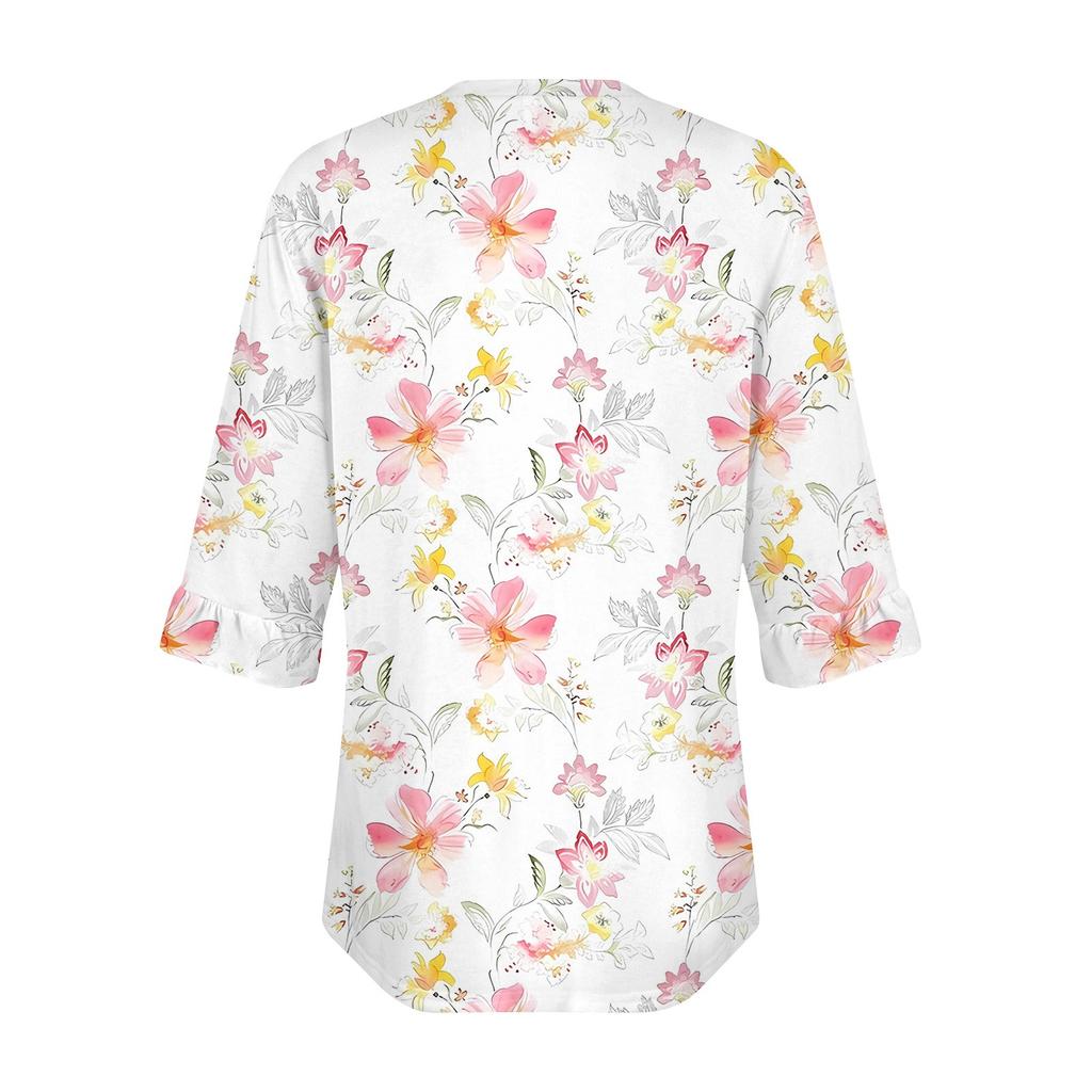 Женские повседневные топы с рукавами 3/4, летние футболки с квадратным вырезом, свободные туники с рюшами, блузки-туники