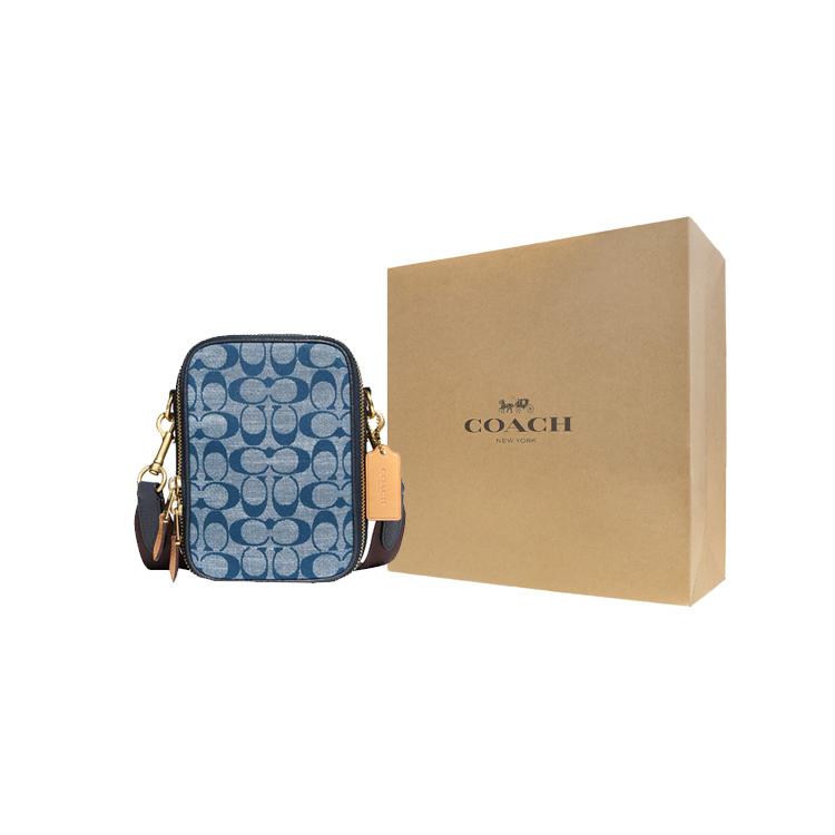 New COACH Stanton Canvas With Denim And Leather Shoulder Bag, Crossbody Bag Mini Men's C8235-B4EI