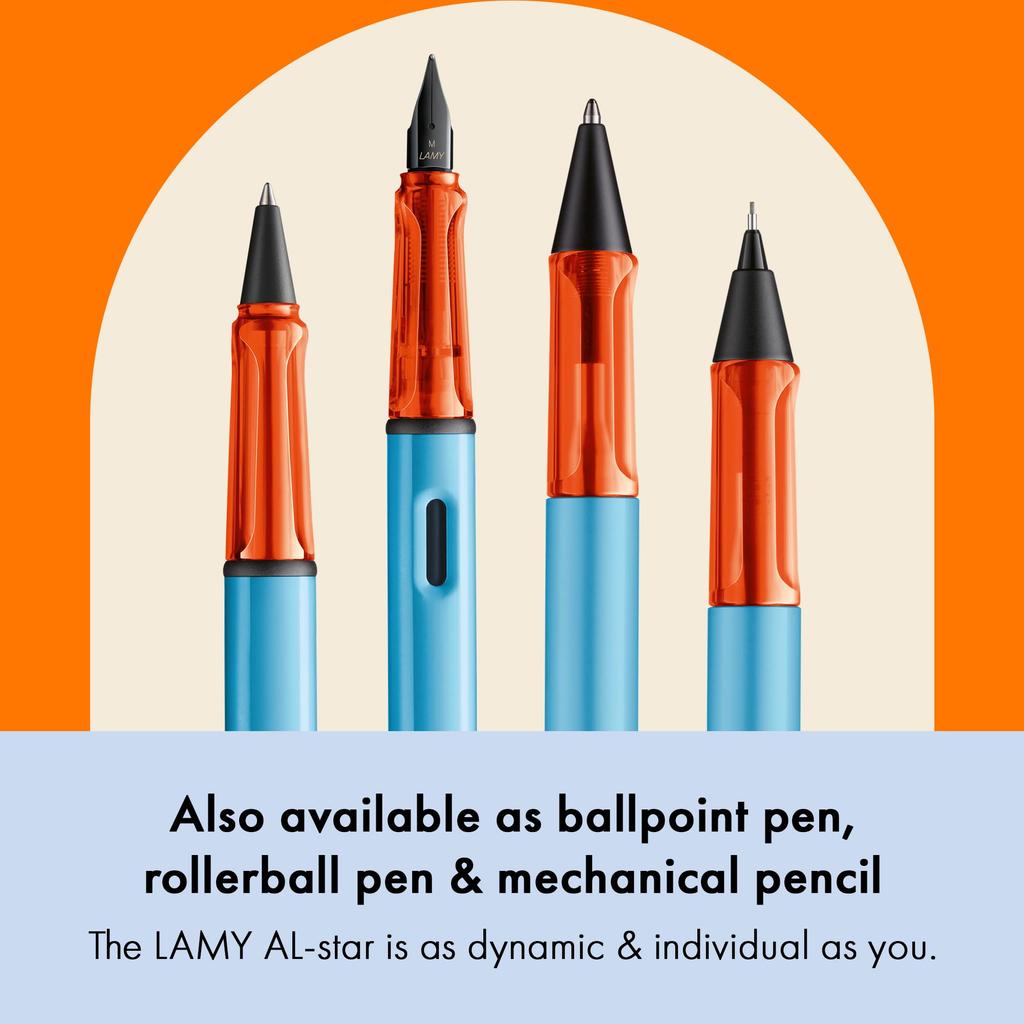 Lamy Caneta AL-star, Aço Brilhante, Linha Média, Tinteiro Denim, Pena,