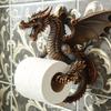Wall-Mounted Dragon Towel Holder Gothic Fantasy Resin Sculpture for Bathroom or Kitchen Decor