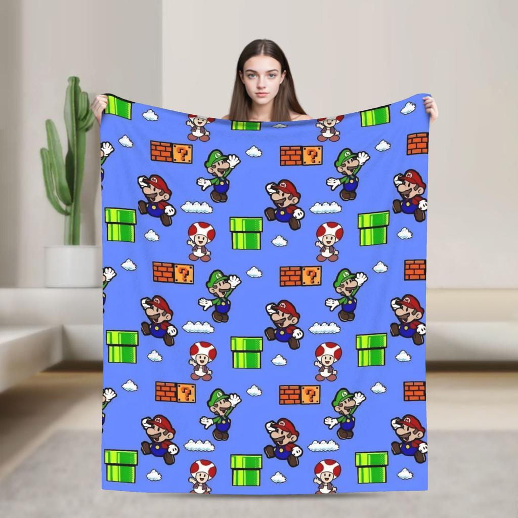 Yoshi Game Marios Blanket Fleece Decoration Portable Warm Throw Blankets for Bedding Outdoor Rug Piece