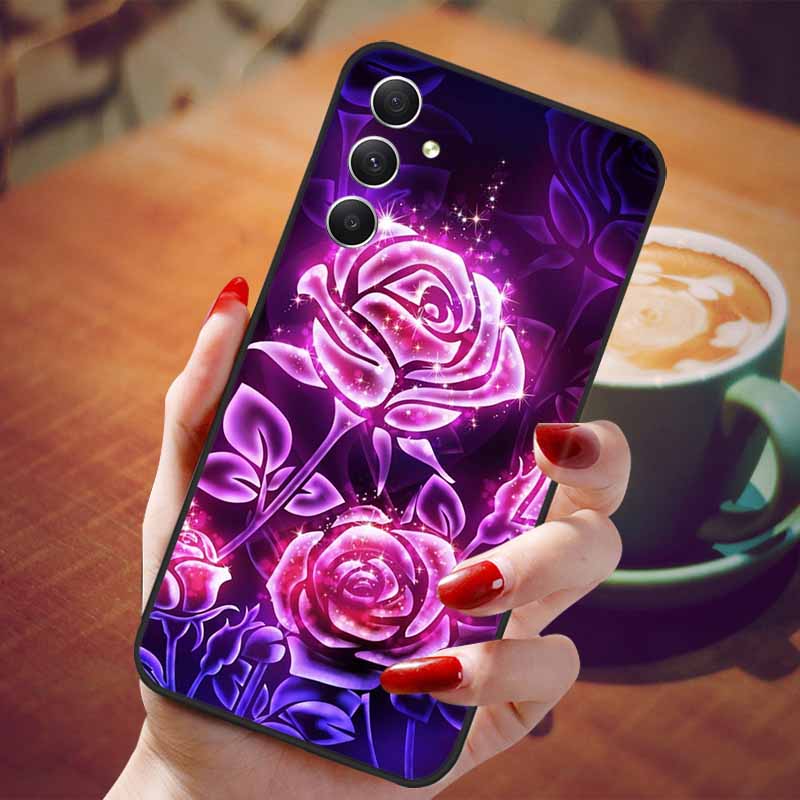 Чехол для Samsung Galaxy A55 5G Черный ТПУ Силикон Красивый Узор Чехлы для Телефона для Galaxy A55 Ударопрочный Мягкий Чехол A 55 6.6''