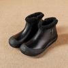 Теплые хлопковые ботинки из натуральной кожи 2024 года, осень-зима, новые женские короткие ботинки с круглым носком и мягкой подошвой