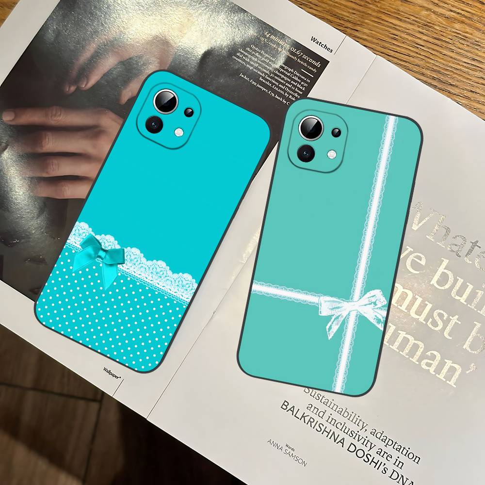 Голубой чехол для телефона Tiffany's для Xiaomi 11 12 Redmi Note 11 5G 8T 9A 9 10T Note 8 9 12S Ультратонкий, Ударопрочный, Черный