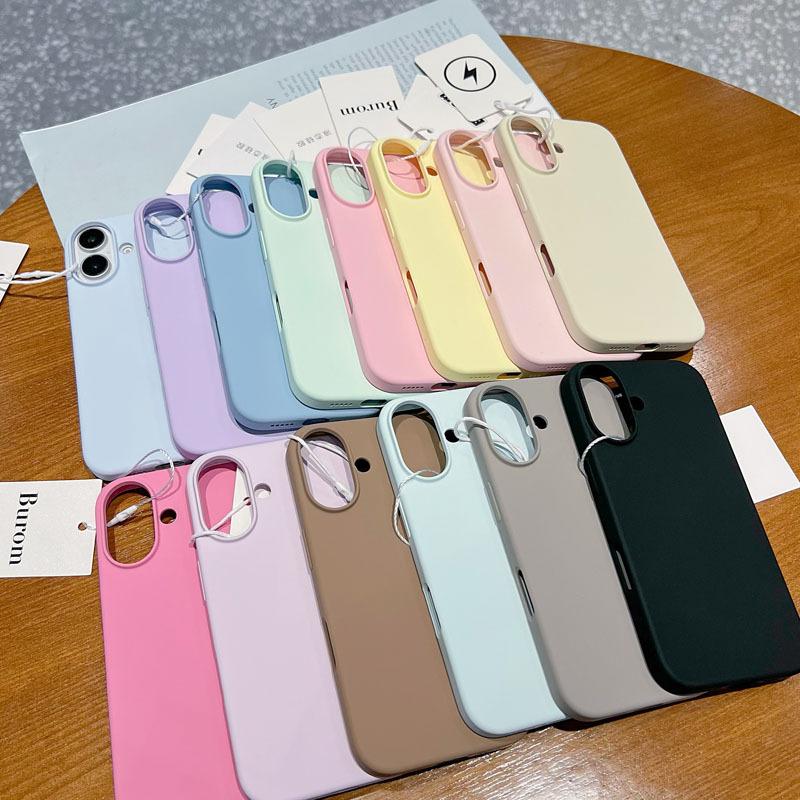 Облачное ощущение Жидкий силикон Подходит для чехла для мобильного телефона Apple 16promax IPhone 15 Ультратонкий Не желтеет Однотонный Предотвращает падения