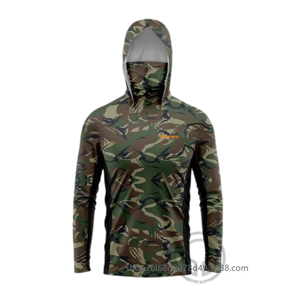 SIMMS Fishing Suit Fly Fishing Luya Hoodie Summer Men's Long Sleeve Sunscreen Clothing Hooded Mask Quick Drying Breathable