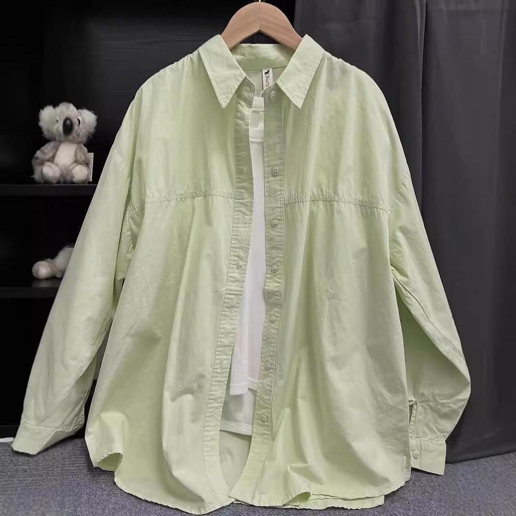 Женская рубашка Dopamine из 100% хлопка, однотонная, с длинными рукавами, универсальная верхняя одежда на осень и весну, свободный крой