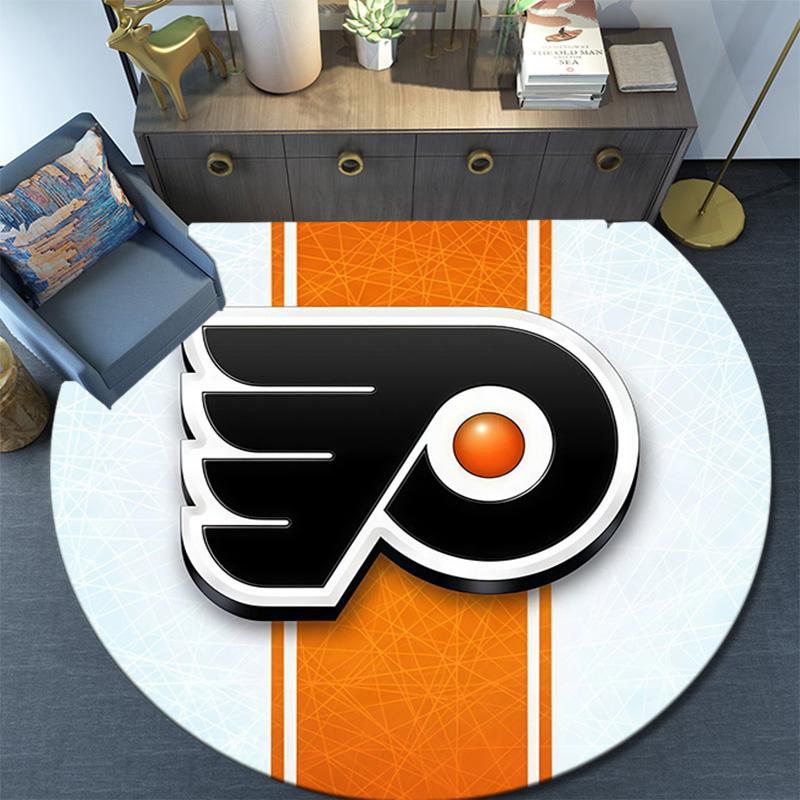 Philadelphia Flyers,Round Area Rug,Carpet Rug for Living Room Bedroom Sofa Playroom Decor,Non-slip Floor Mat