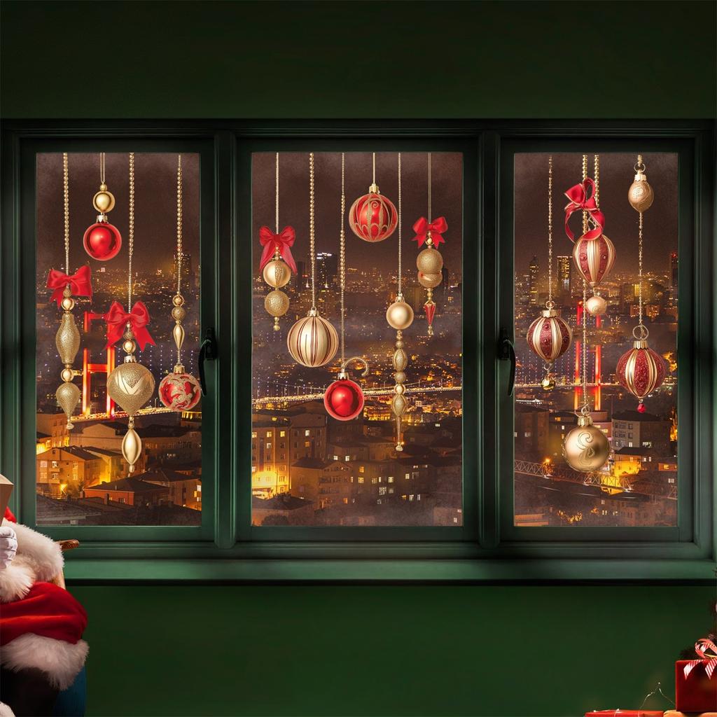 Рождественские наклейки Наклейки на окна торгового центра Наклейки для детской комнаты Наклейки на стену Набор рождественских украшений\15.7in