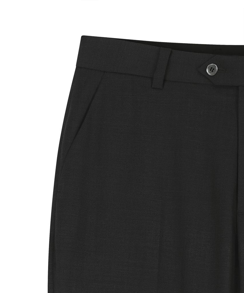 NOIRER Wool Flare Button Slacks (Charcoal)