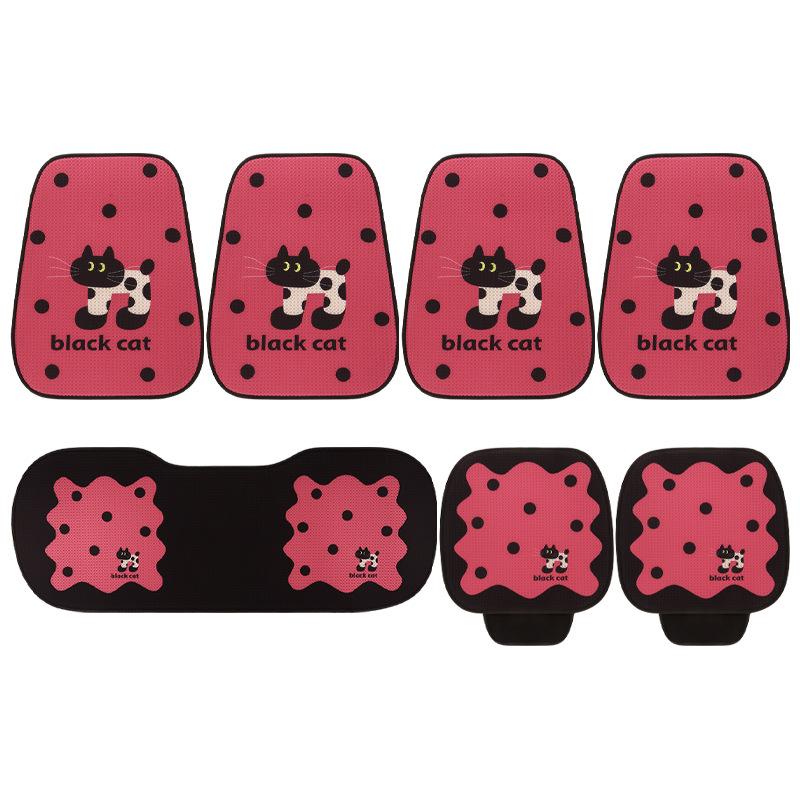 Cute Polka Dot Cat Four Seasons Universal Seat Cushion Covers Cartoon Breathable Comfortable Auto Seat Accessories