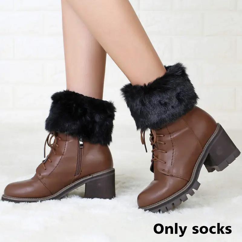 1 пара зимних нарядов элегантные аксессуары для одежды мягкая текстура гетры милый дизайн из искусственного плюша высокая эластичность черный/белый