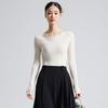 Fengxun Seamless Low Round Neck Silk Cashmere Blend Base Layer Sweater