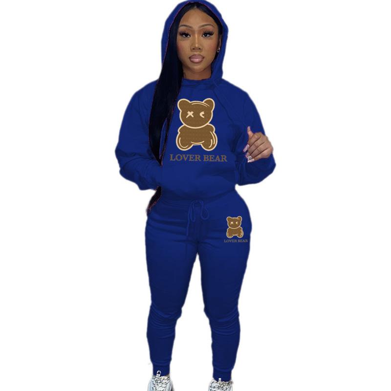 Hooded Sweatshirt Set Bear Head Print Sweatpants Sweatshirt Set