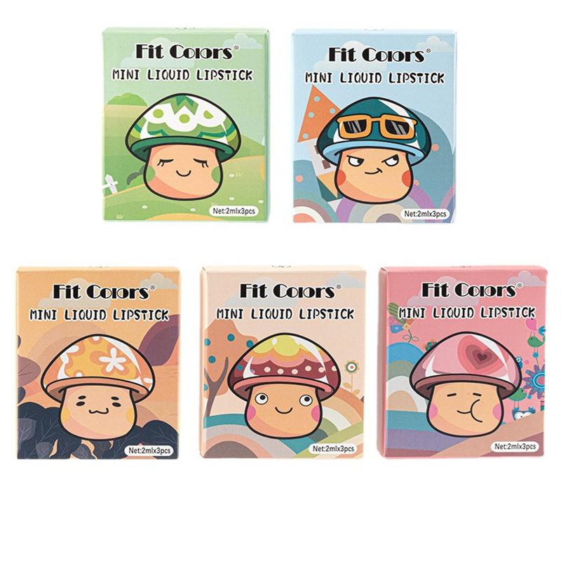 Three Mushroom Lipstick Set Moisturizing Spicy Lip Plumping Liquid Lip Oil Matte Non-stick Cup Lip Gloss Lipstick