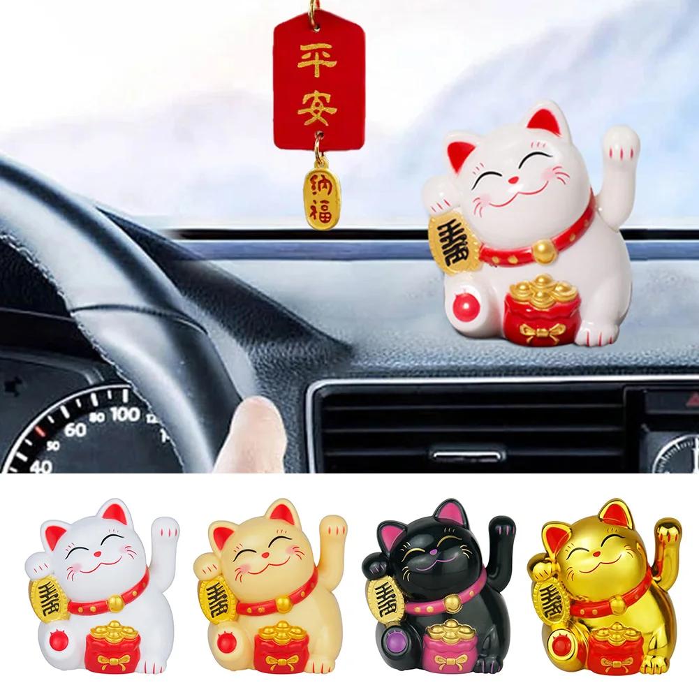Solar Powered Lucky Cat Car Ornament Cartoon Wealth & Prosperity Cat Doll Auto Dashboard Decoration Cute Waving Car Accessories