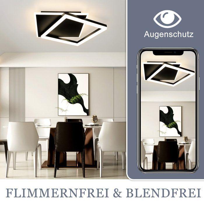 Plafonnier LED - NETTLIFE - 42W - Dimmable télécommande - 30x30 cm - Noir métal