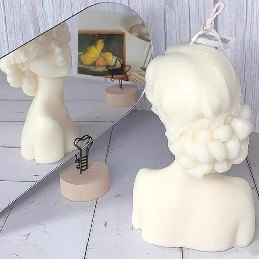 1 шт. - 3D силиконовая форма для свечи Девушка с закрытыми глазами Закрыть глаза Форма девушки DIY Форма для гипсовой статуэтки Ароматерапевтическая лампа для свечи Подсвечники