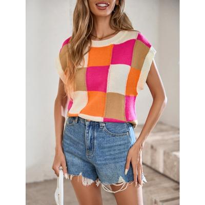 Женский осенне-зимний свитер с круглым вырезом и короткими рукавами