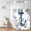 Морская шторка для душа без крючков со вставной подкладкой, Якорь Штурвал Корабля Гостиничные Шторы для Ванной Декоративные для Ванной Комнаты, Океанский Прибрежный Морской Домашний Декор,