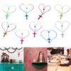 Pack of 10 Colorful Plastic Rosary Beads Necklace with Soft Rubber Crucifix for Prayer and Meditation Religious Necklace