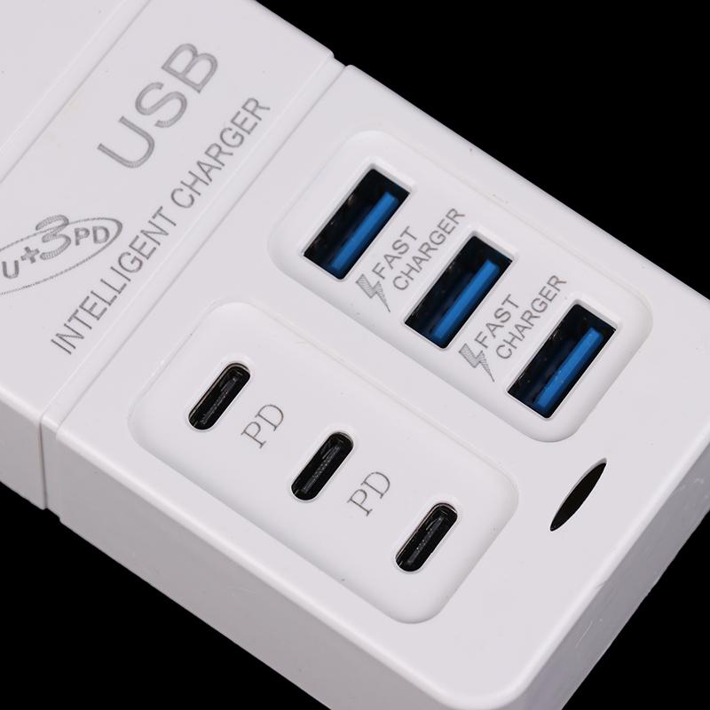 1 шт., многопортовое зарядное устройство Us Plug 6 портов, 35 Вт, Pd Type-C, быстрая зарядка мобильного телефона, настенные зарядные устройства, USB-концентратор TypeC