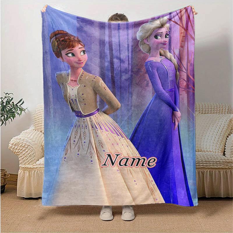 Custom 1pc Elsa's Magical Ice World Blanket, Soft And Comfortable Blanket, Casual Warm, Camping Travel Blanket, Birthday Gift Q91075