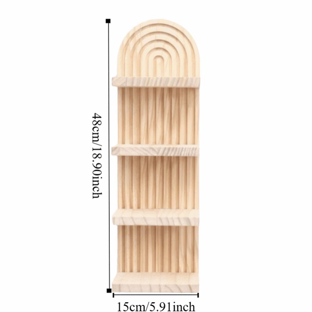 4-Tier Design Wooden Wall Shelves Minimalist Boho Style Rack Arched Floating Shelf  Home Decor